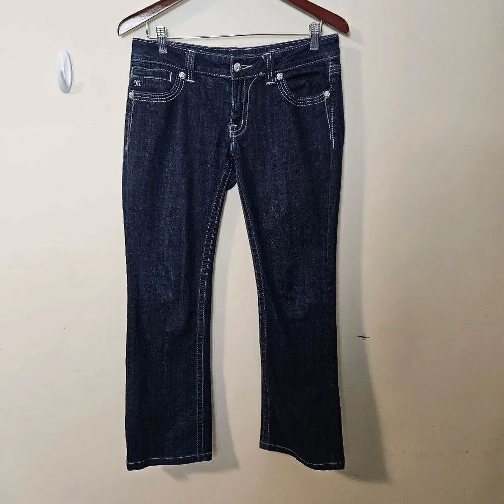 Miss Me Bootcut Jeans JY5375B3 Rhinestones Pocket Embellished Womens Blue 30 by